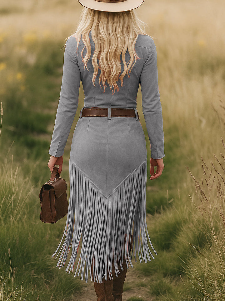 Valencia | Suede Dress with Fringes