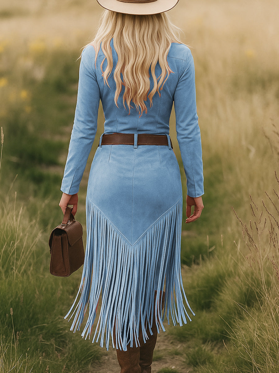 Valencia | Suede Dress with Fringes