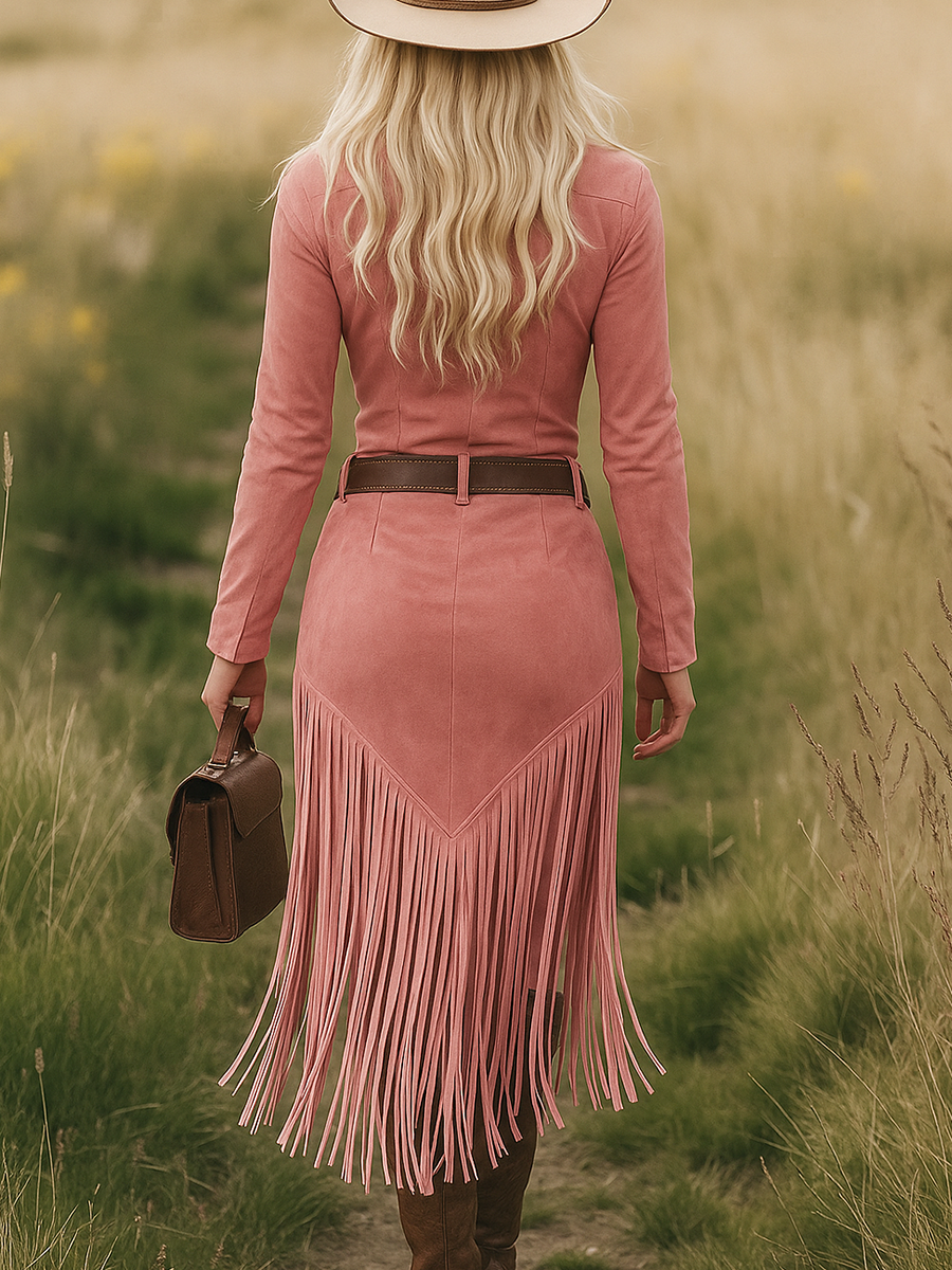 Valencia | Suede Dress with Fringes